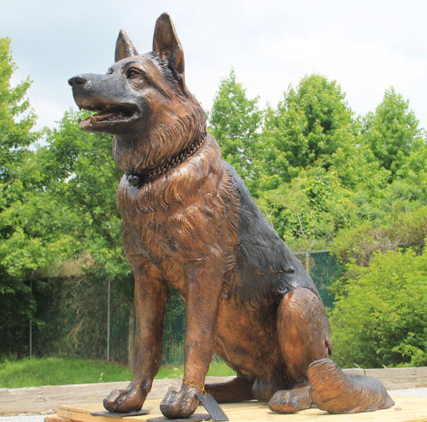 German Shepherd Police art Dog Bronze Statue Memorial Tribute